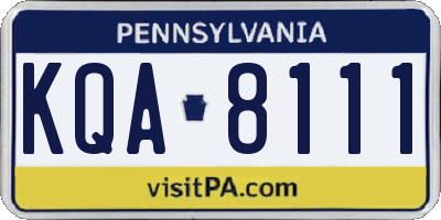 PA license plate KQA8111