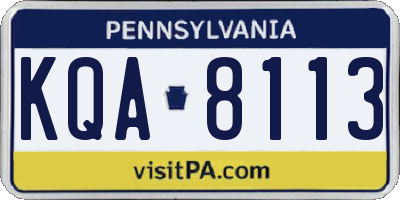 PA license plate KQA8113