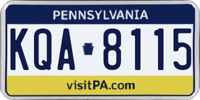 PA license plate KQA8115