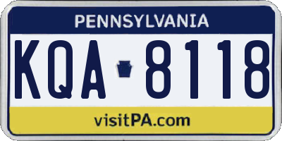 PA license plate KQA8118