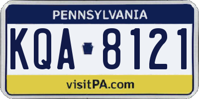 PA license plate KQA8121