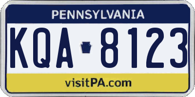 PA license plate KQA8123