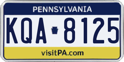 PA license plate KQA8125