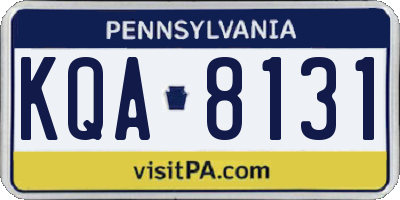 PA license plate KQA8131