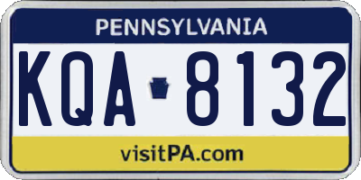 PA license plate KQA8132