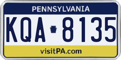 PA license plate KQA8135