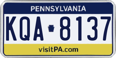 PA license plate KQA8137