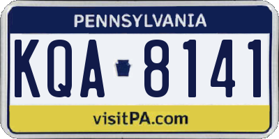 PA license plate KQA8141