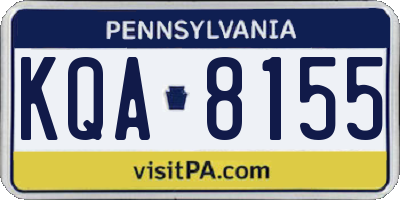 PA license plate KQA8155
