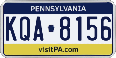 PA license plate KQA8156