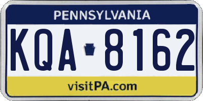 PA license plate KQA8162
