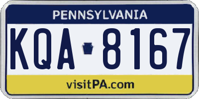 PA license plate KQA8167