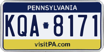 PA license plate KQA8171