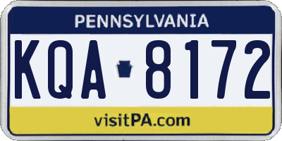 PA license plate KQA8172