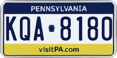 PA license plate KQA8180