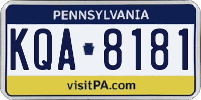 PA license plate KQA8181