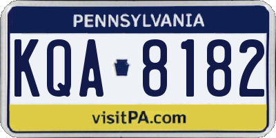 PA license plate KQA8182