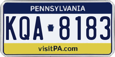 PA license plate KQA8183