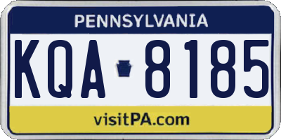PA license plate KQA8185