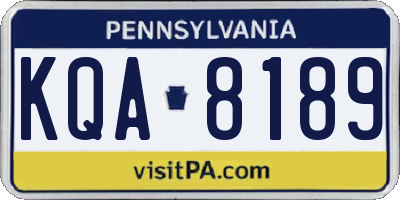PA license plate KQA8189