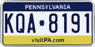 PA license plate KQA8191