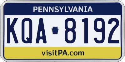 PA license plate KQA8192