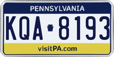 PA license plate KQA8193