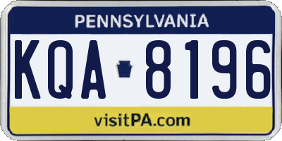 PA license plate KQA8196