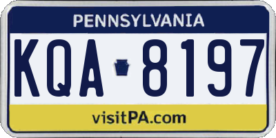 PA license plate KQA8197