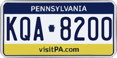 PA license plate KQA8200