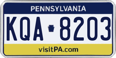PA license plate KQA8203