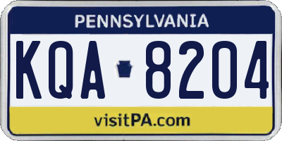 PA license plate KQA8204