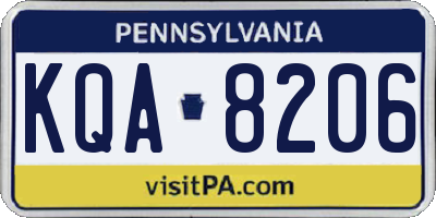 PA license plate KQA8206
