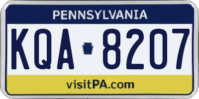 PA license plate KQA8207