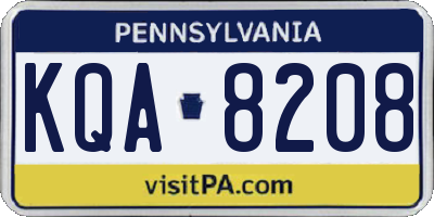 PA license plate KQA8208