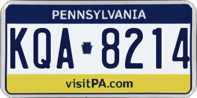 PA license plate KQA8214