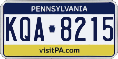 PA license plate KQA8215