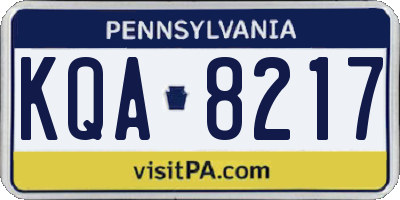 PA license plate KQA8217