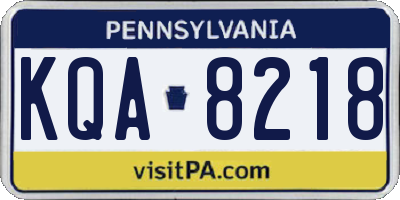 PA license plate KQA8218