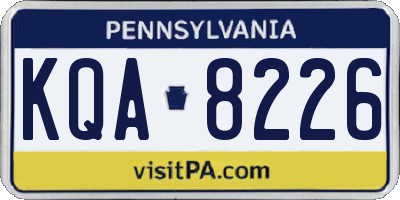 PA license plate KQA8226