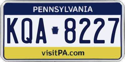 PA license plate KQA8227
