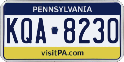 PA license plate KQA8230