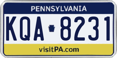 PA license plate KQA8231