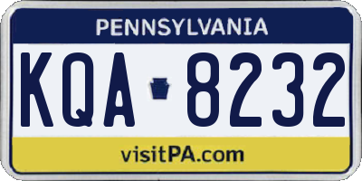 PA license plate KQA8232