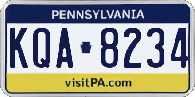 PA license plate KQA8234