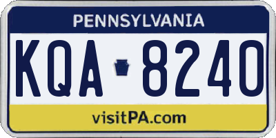 PA license plate KQA8240