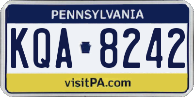 PA license plate KQA8242