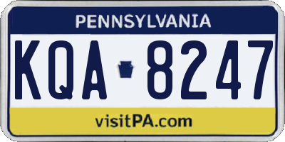 PA license plate KQA8247