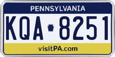 PA license plate KQA8251
