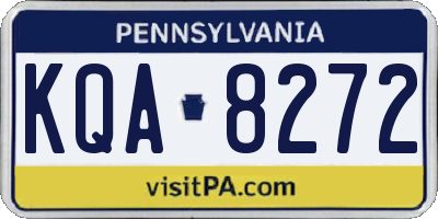 PA license plate KQA8272
